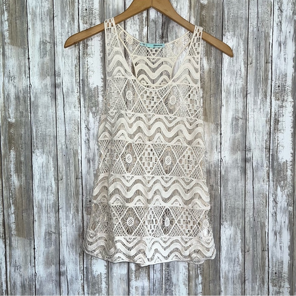 Maurices Off White Crochet Overlay Tank